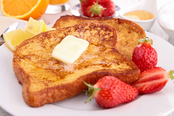french toast with butter and honey