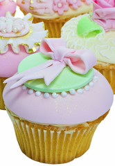 Iced cupcakes close-up.
