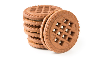 Chocolate cookies isolated on white