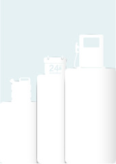 Set of banners with jerrycan.  gas pump on white