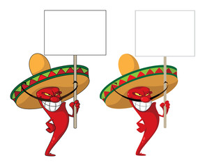 hot pepper smile with blank sign