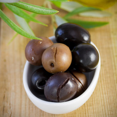 olives in the white bowl
