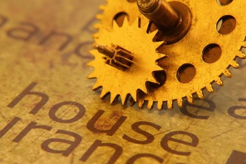 Old gear on home text concept