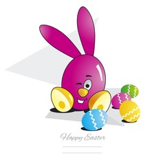 Easter magenta bunny color eggs.