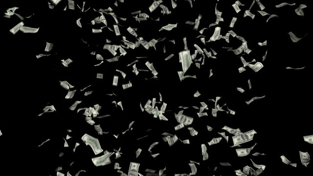 Hundreds of $100 bills falling from top of screen in a Loop