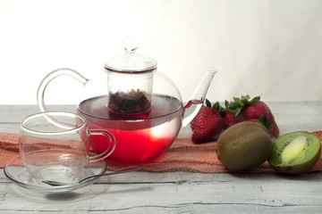tea infusion of  strawberry and kiwi