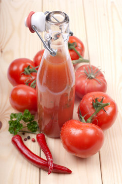 Fresh tomato ketchup with chili