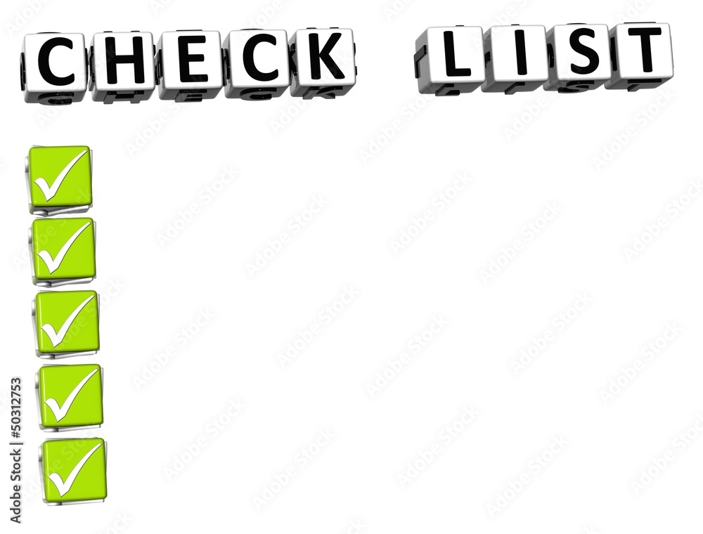 Poster 3d check list button click here block text