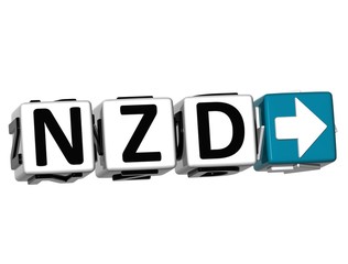 3D New Zeland Dollar Currency NZD Button Click Here Block Text