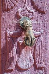 ancient door knocker close-up