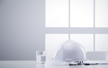 desk engineer with hardhat