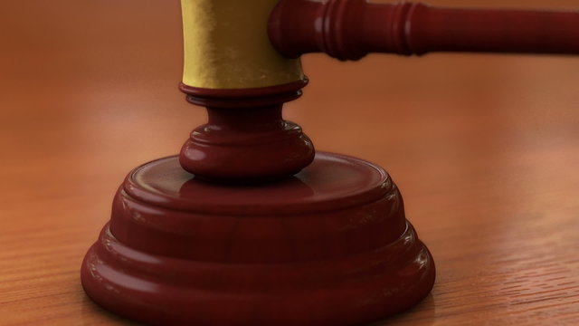 Close up of Wooden Courtroom Gavel or Mallet
