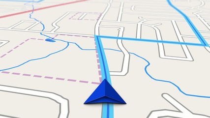GPS Turn by Turn Navigation Screen of Simulated Travel