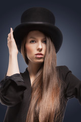 woman in top hat