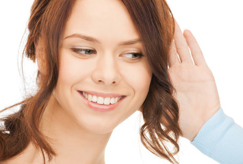 happy woman listening gossip