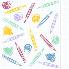 Seamless pattern with pencils