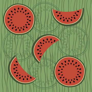 Seamless pattern with water-melon