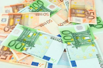 Obraz na płótnie Canvas Euro banknotes close-up