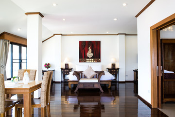 Interior of modern comfortable hotel room