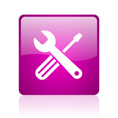 tools violet square web glossy icon