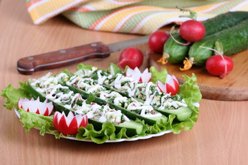 cucumbers with radish and egg