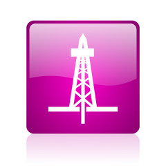 drilling violet square web glossy icon