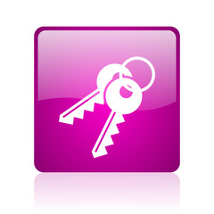 keys violet square web glossy icon