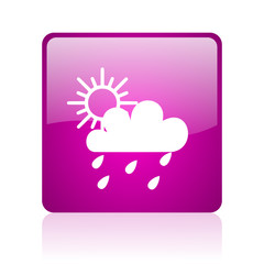 weather forecast violet square web glossy icon