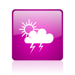 weather forecast violet square web glossy icon