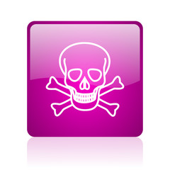 skull violet square web glossy icon