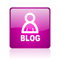 blog violet square web glossy icon