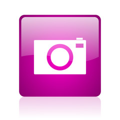 camera violet square web glossy icon