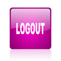 logout violet square web glossy icon