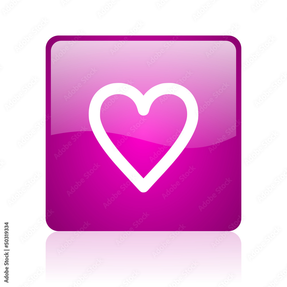 Poster heart violet square web glossy icon