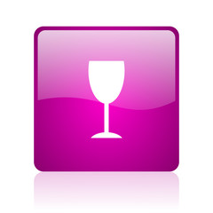 glass violet square web glossy icon