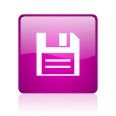 disk violet square web glossy icon