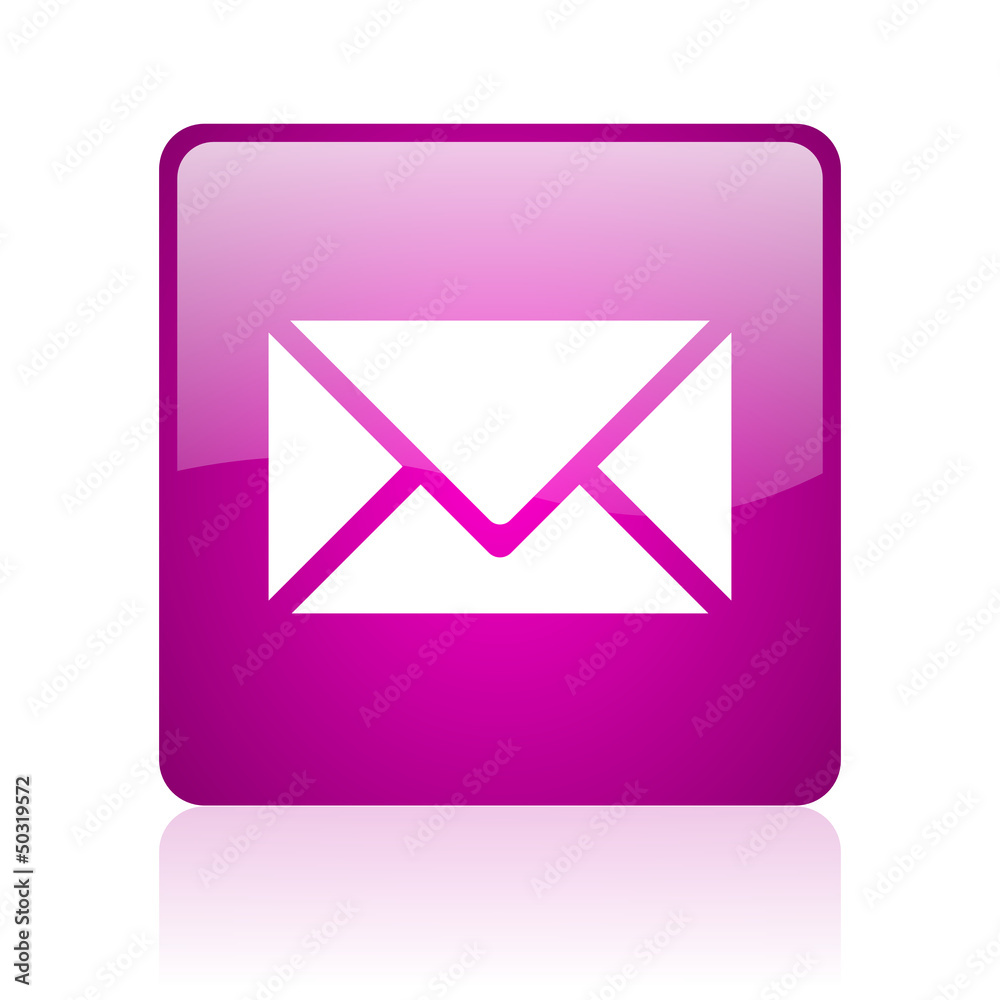 Poster mail violet square web glossy icon