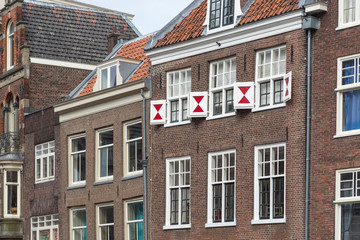 Fototapeta na wymiar Facade of old houses in Dutch city Utrecht