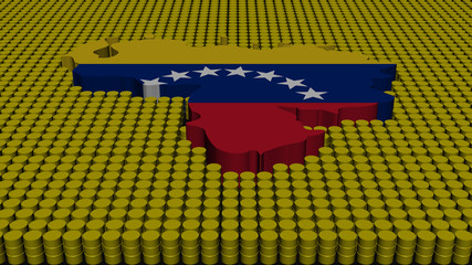 Venezuela map flag with oil barrels illustration
