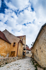 Narrow strett on Rasnov Fortress, Romania