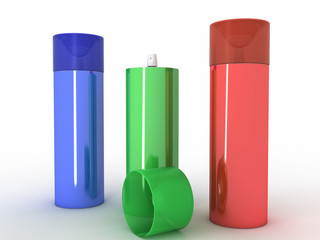 Colored cans on a white background №2