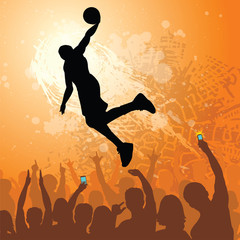 basketball dunk grunge design