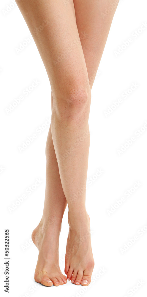 Wall mural beautiful woman legs, isolated on white