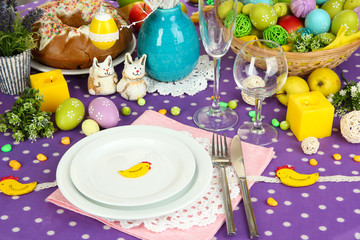 Serving Easter table close-up