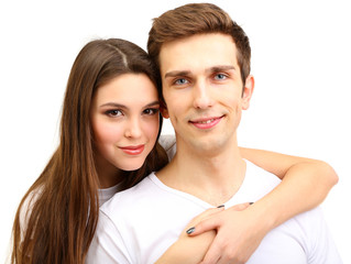 Loving couple isolated on white