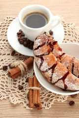 Light tasty breakfast, on wooden table