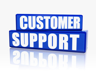 customer support in blue blocks