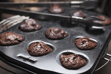 Brownies in baking tray