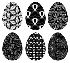 Monochrome set of Easter eggs with pattern 4