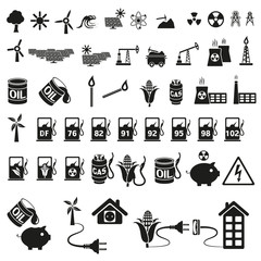 Energy and resource icon set. Vector illustration
